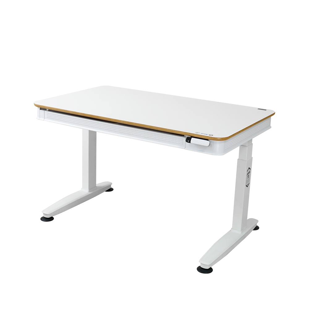 E1-120S 電動桌-MDF白色／珍珠白+灰色