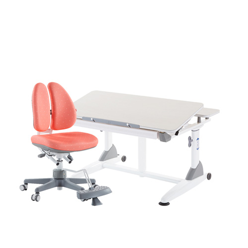 G2C+XS 成長桌椅組-雪杉／珊瑚紅(DUO椅)