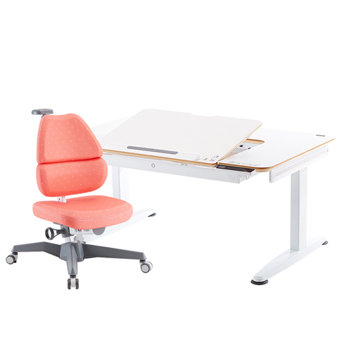 A7 智能動態成長桌椅組 (EGO C)-白／珊瑚紅