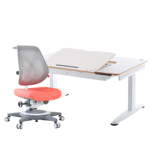 A7 智能動態成長桌椅組 (EGO網椅)-白／珊瑚紅