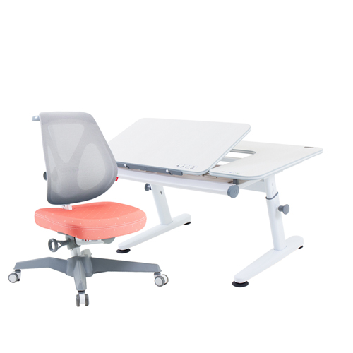 M6+XS 成長桌椅組(EGO網椅)-雪杉／珊瑚紅 (EGO椅)